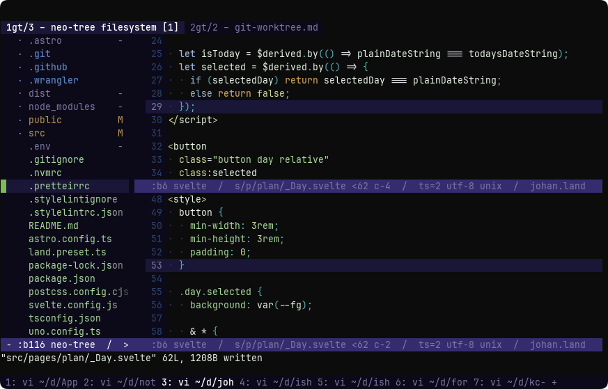 Nightcool Neovim/Vim colorscheme screenshot
